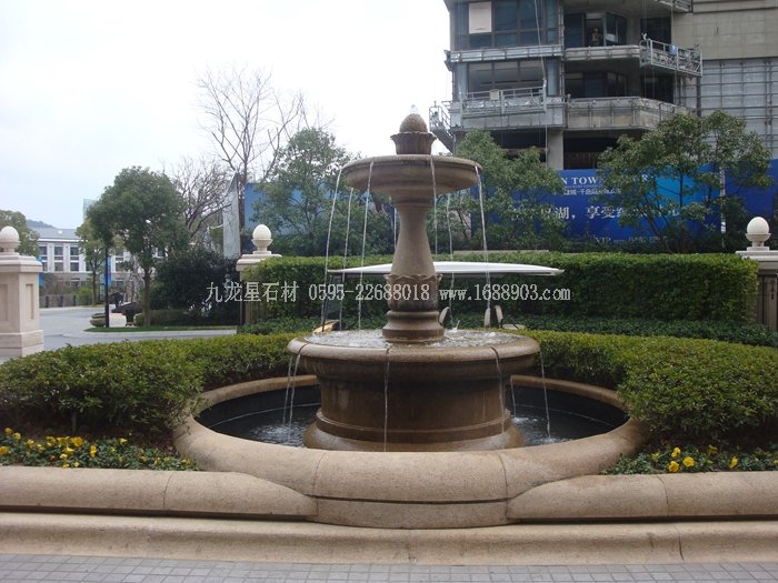 山東黃繡石雙層水缽